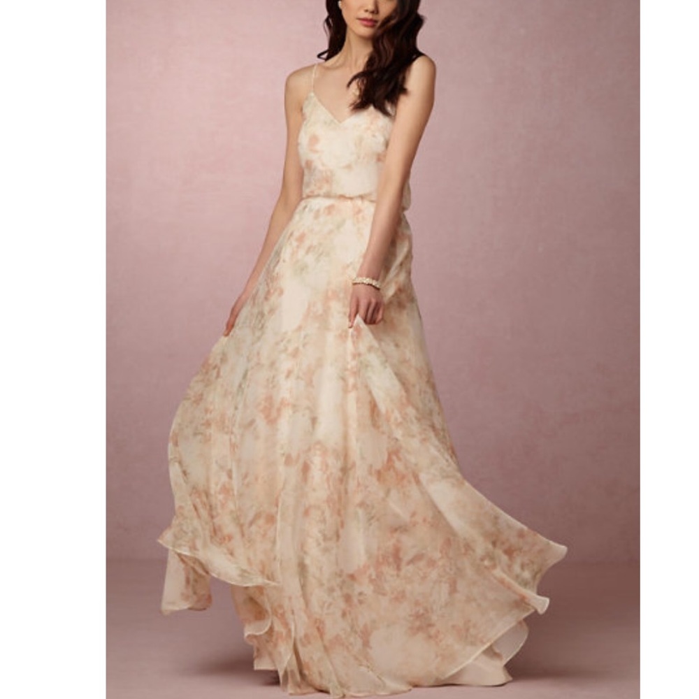 NWOT Jenny Yoo Blush Floral Maxi Dress Gown Sz 6
